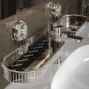 吸盘水龙头置物架卫生间免打孔浴室洗手池洗漱台壁挂式收纳架挂架