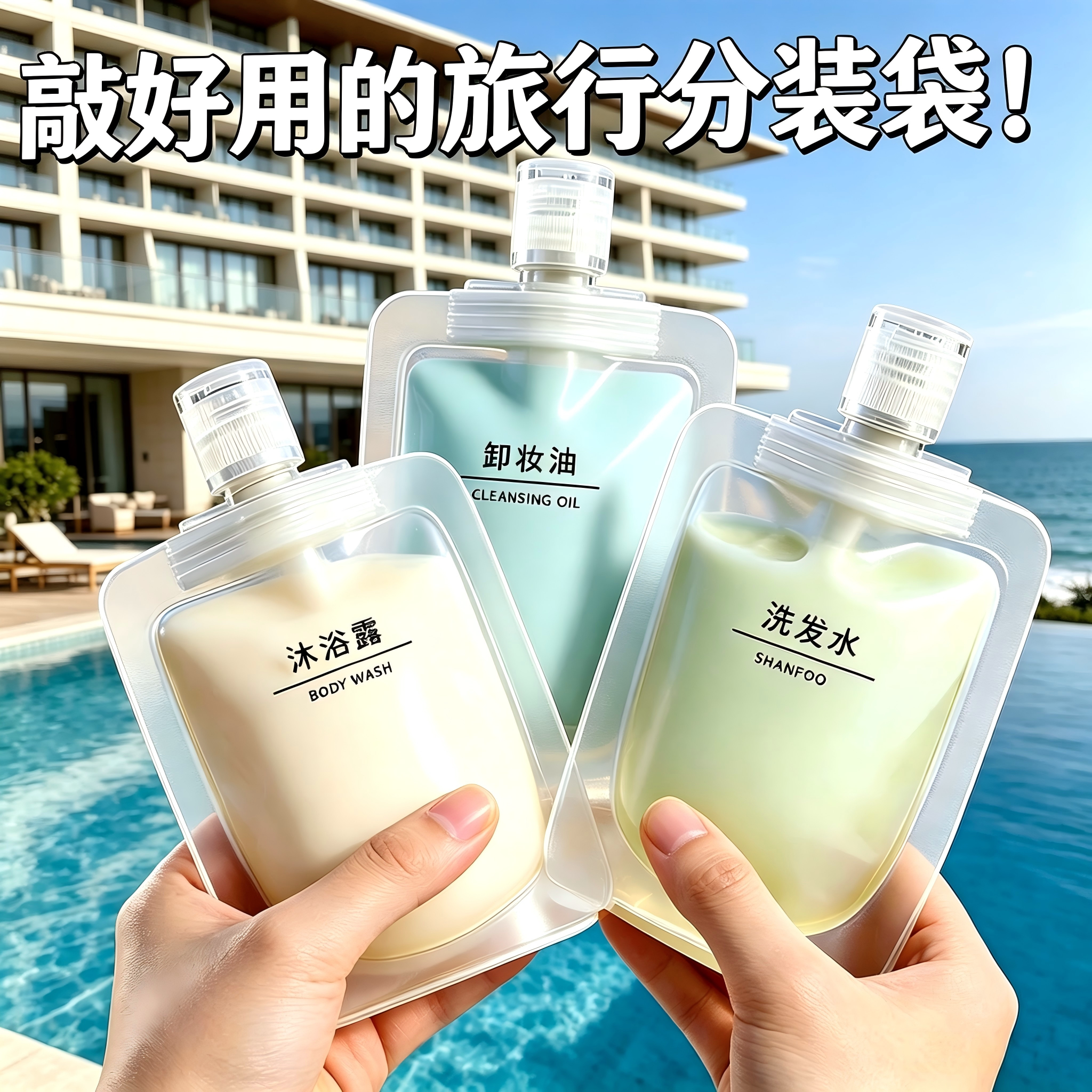 旅行分装袋洗面奶洗发水沐浴露分装瓶旅游液体化妆洗漱品便携套装