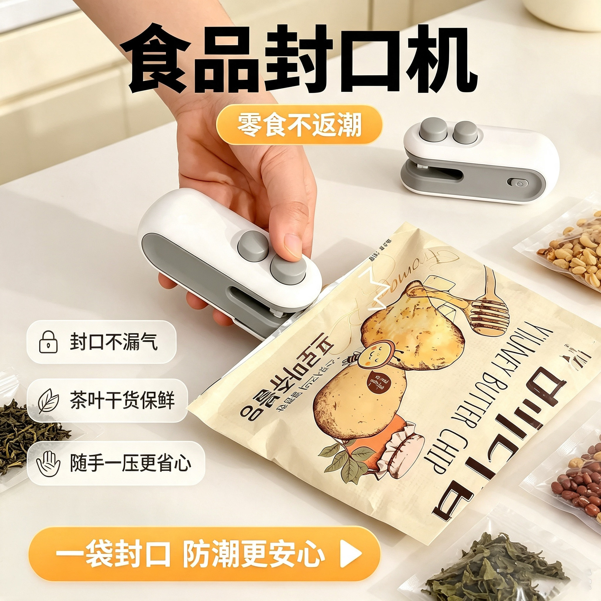 真空封口机小型家用手压式封口器迷你便携零食塑料袋热密封机神器