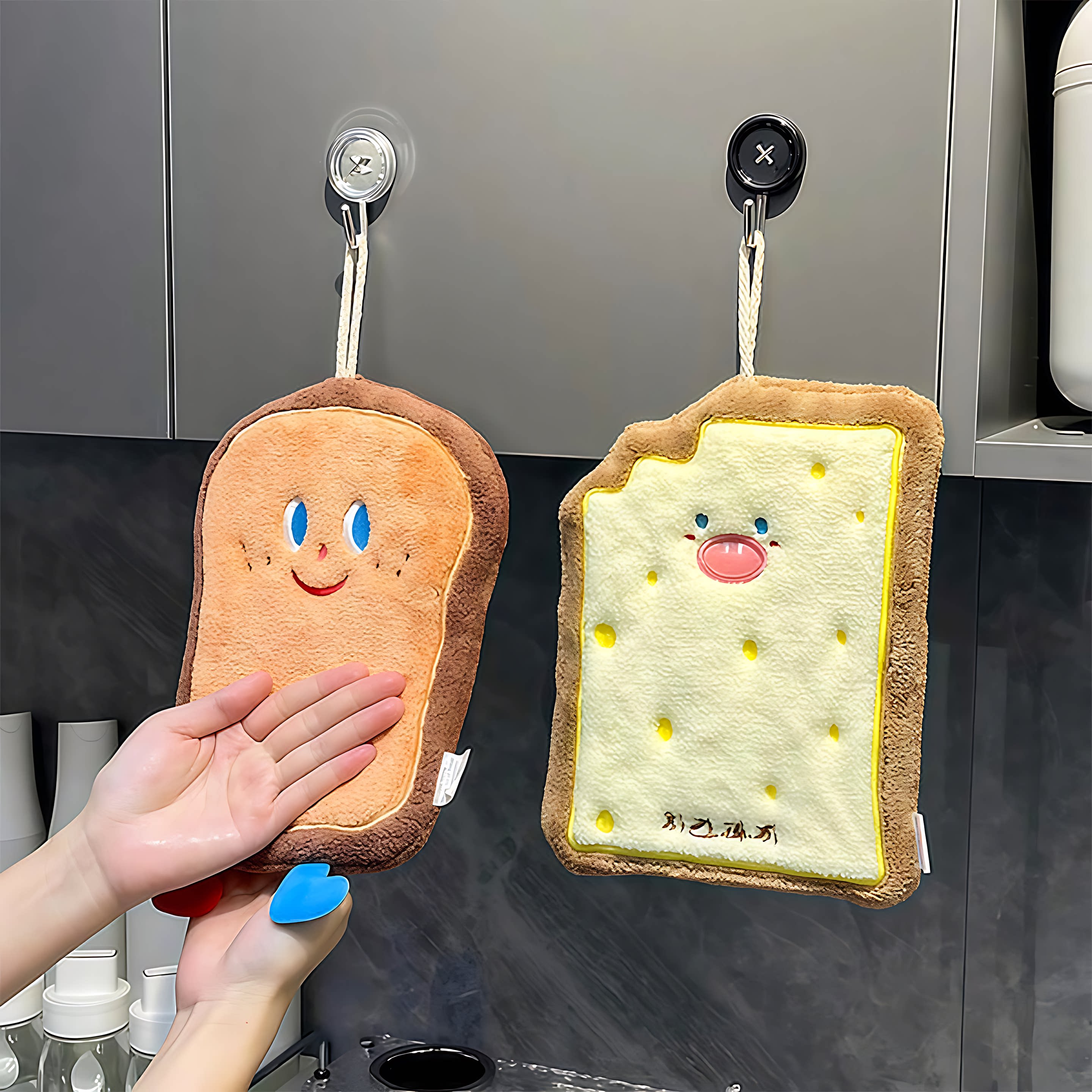 可爱擦手巾挂式吸水加厚卫生间卡通擦手帕毛巾洗手小方巾厨房抹布