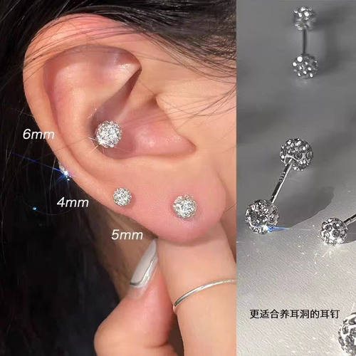 纯银养耳女小众锆石钻石耳钉