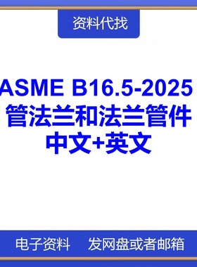 ASME B16.5-2025 管法兰和法兰管件英文中文国际标准PDF代找下载