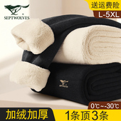 保暖裤 男款 加绒加厚冬季 七匹狼男士 特厚防寒大码 秋裤 羊羔绒打底裤