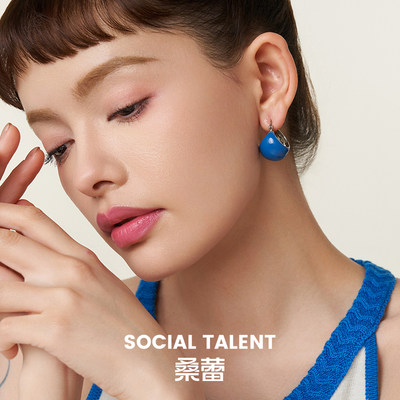 Social Talent桑蕾BOBO球扇面冷珐琅耳钉925银针春夏新款爆款