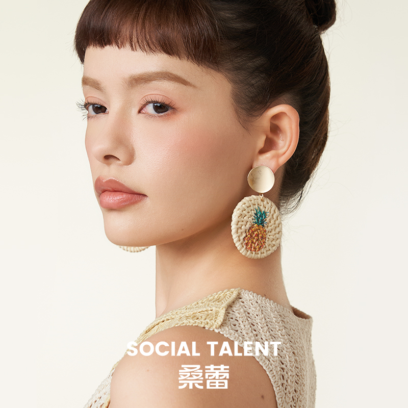 桑蕾手工藤编度假耳钉