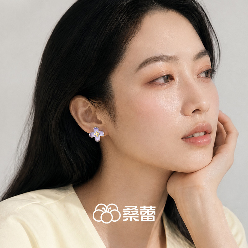 桑蕾奶油花耳钉女925银针时尚潮流原创设计2026年春新款爆款