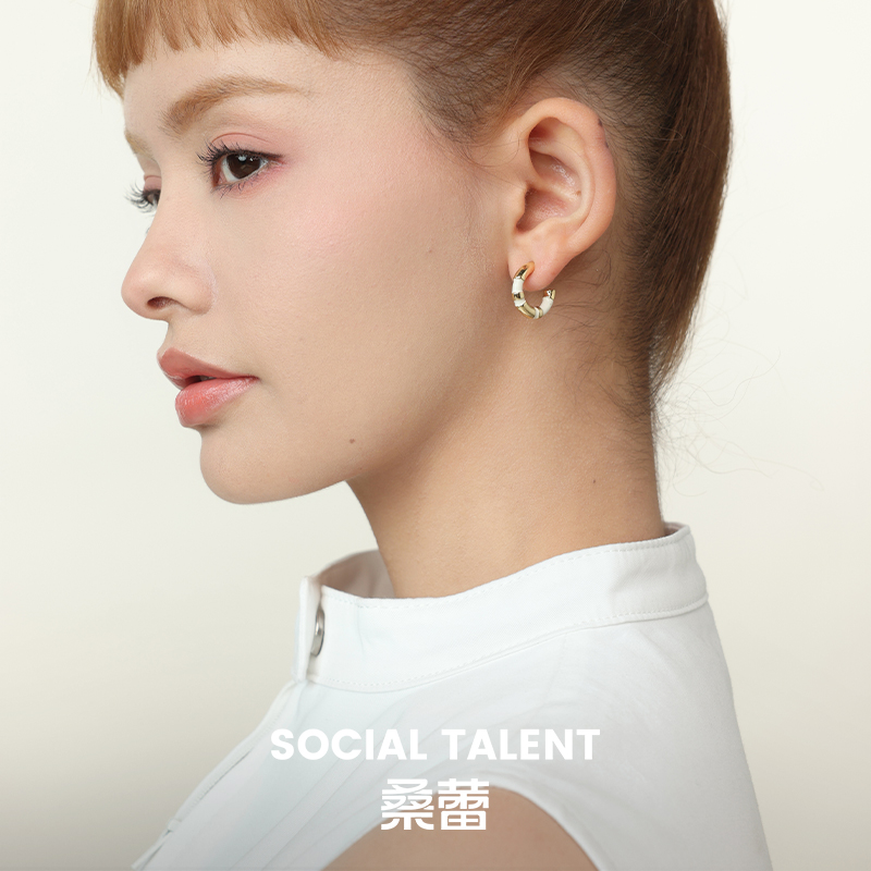 桑蕾竹节耳环时尚小众高级感