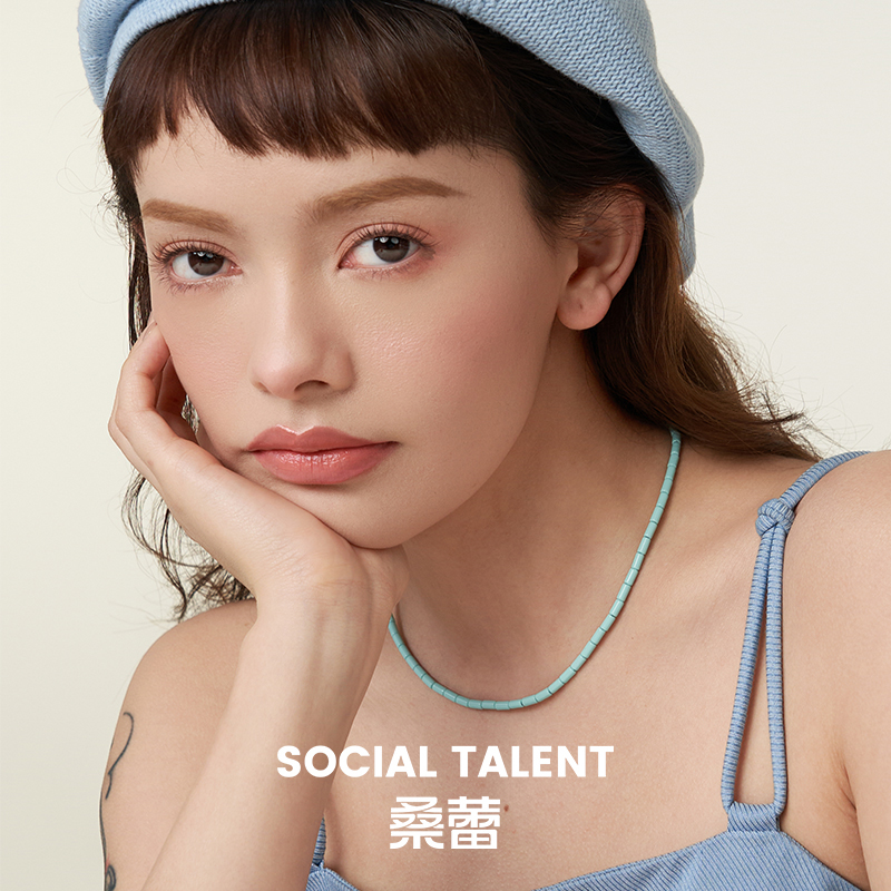 Social Talent/桑蕾纯色高光艺术釉彩细管珠项链小众设计百搭简约