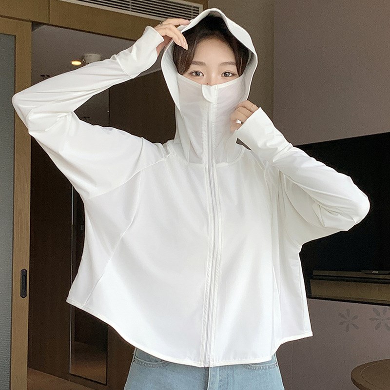 242冰丝防晒衣女新款夏季宽松连帽运H动辣妹纯欲开衫外搭长袖上衣