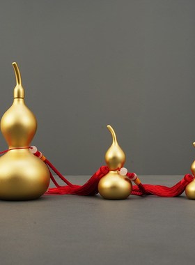 铜葫芦全黄铜摆件工艺品开盖空心补角家招财办公室店X铺桌面铜摆