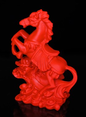朱砂材质马摆件红l色白菜马招财马上发财办公室开业家用工艺品