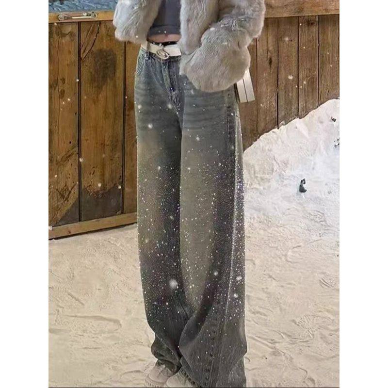 2025秋冬季新款浅蓝色水洗高腰阔腿牛仔裤女宽松显瘦加绒直筒长裤,女装/女士精品,大码裤装,淘宝优惠券,粉丝福利购,淘宝优惠卷