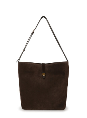 FIBRENO 大号麂皮水桶包 深棕色 DIECI FLUA BUCKET BAG L