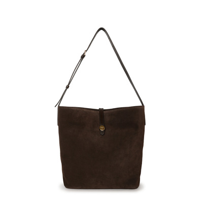 FIBRENO 大号麂皮水桶包 深棕色 DIECI FLUA BUCKET BAG L