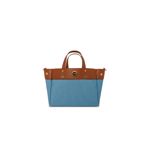 FIBRENO 小号托特限量版帆布拼接包 灰蓝色BAG S • 43 GREY BLUE