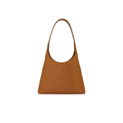 FIBRENO小号牛皮HOBO包荔枝纹焦糖色DIECI HOBO BAG MINI O.CAMEL