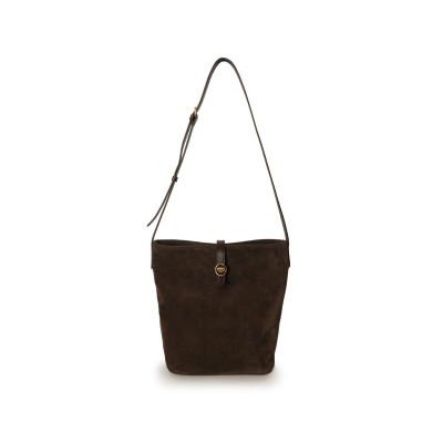 FIBRENO 小号麂皮水桶包 深棕色 DIECI FLUA BUCKET BAG S