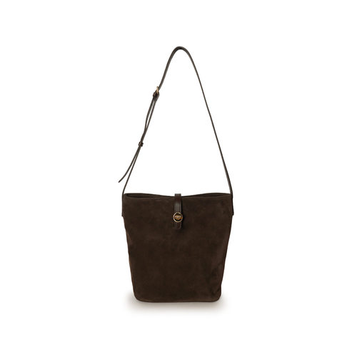 FIBRENO 小号麂皮水桶包 深棕色 DIECI FLUA BUCKET BAG S