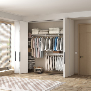 阁美特开放式金属衣柜卧室家用全钢架衣架衣帽间新型金属框架带门