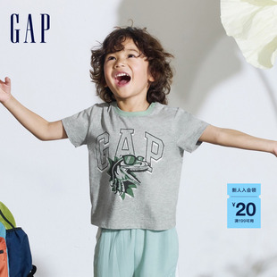Gap男幼童2024夏季 T恤儿童装 纯棉logo印花圆领短袖 新款 上衣890978