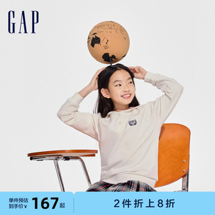 新款 Gap女童2024春季 学院风撞色水手领卫衣宽松长袖 上衣890212