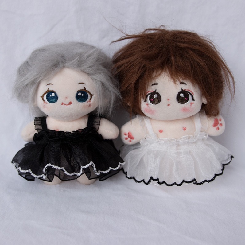 10cm娃衣蕾丝黑白连衣裙10厘米棉花娃娃背带裙玩偶公仔娃娃裙换装