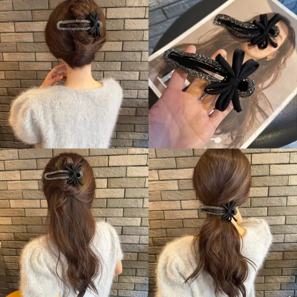 【下單立減50】氣質(zhì)碎鉆蝴蝶結(jié)發(fā)卡抓夾女后腦勺懶人盤發(fā)神器XJ