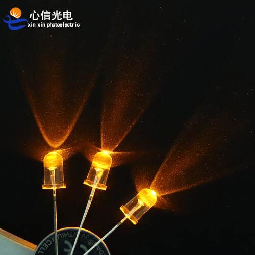 工厂5mm发光二极管F5正圆反极黄光直插LED灯珠玩具指示灯配件
