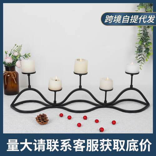波浪复古拱桥5头婚庆装饰工艺品道具烛台拍摄摆件蜡烛台跨境餐桌