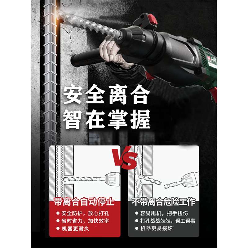 德硕轻型电锤大功率冲击钻打混凝土家用工具电动多功能电钻电镐