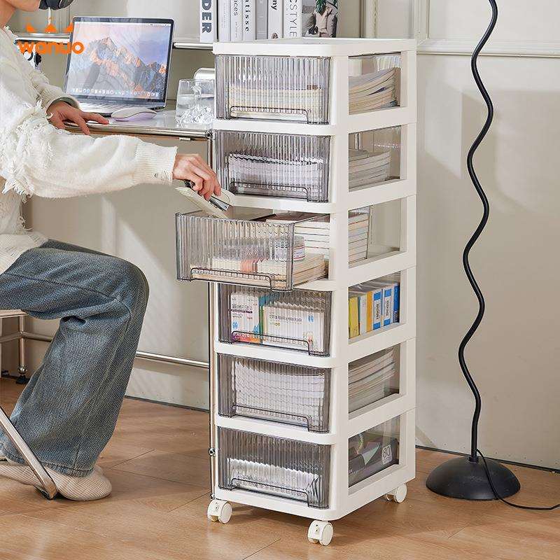 抽屉式文件收纳柜夹缝办公室桌面多层A4整理盒桌底下文具储物柜子