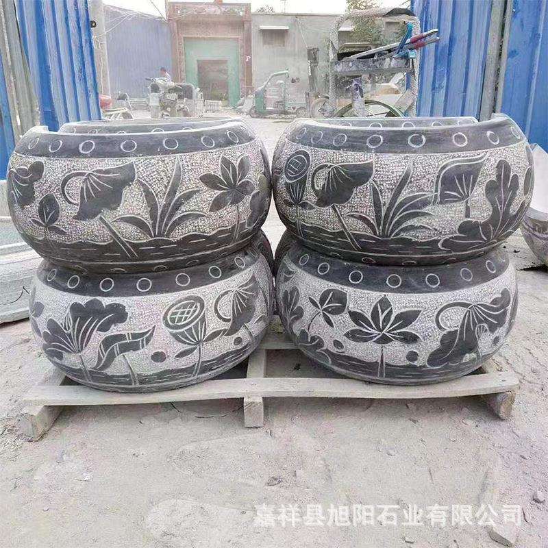 花盆石柱墩底座 垫基石柱脚石木柱装饰石圆墩空心石柱础柱墩石