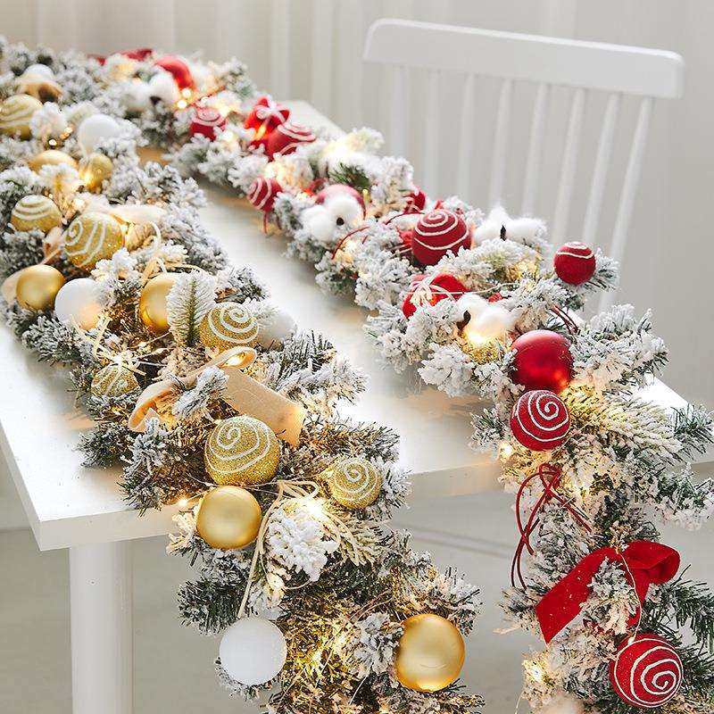 圣诞节加密植绒带装饰品藤条酒店商场门头楼梯扶手场景装饰挂件