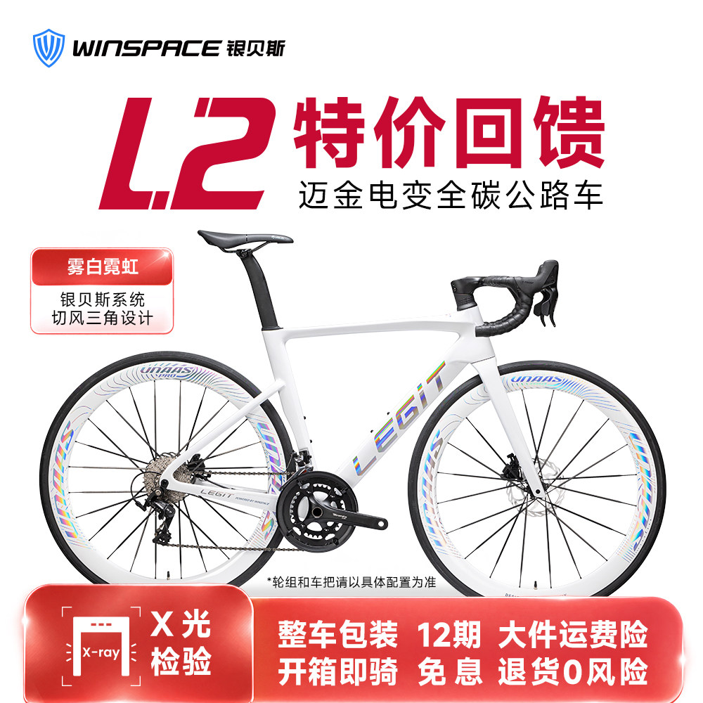 陆极客【L2破风款】碳纤维公路车气动全碳电变弯把碟刹自行车