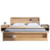 北欧实木床1.8米橡木双人床现代简约抽屉储物床公寓民宿卧室家具