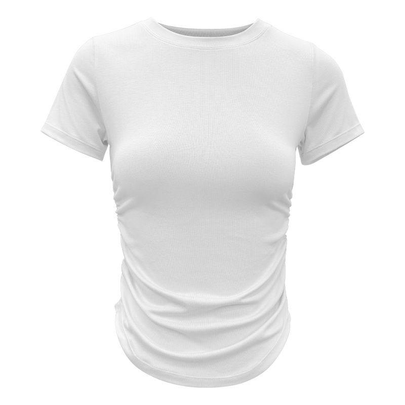 瑜伽服女跨境夏季新款紧身弹力修身健身服收褶EBB运动短袖t恤上衣,运动/瑜伽/健身/球迷用品,瑜伽t恤,淘宝优惠券,粉丝福利购,淘宝优惠卷