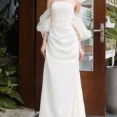 法式 轻婚纱出门新娘外景旅拍小礼服轻奢小众高端迎宾纱敬酒连衣裙