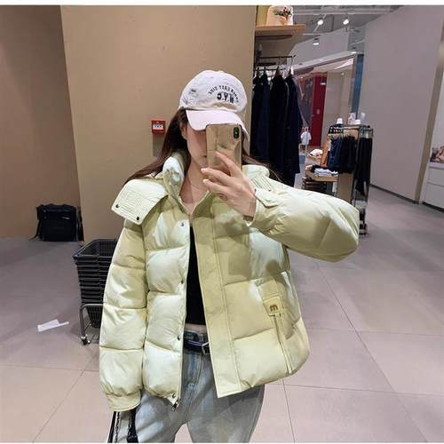 面包服女短款2025秋冬新款小个子纯色连帽厚棉衣宽松百搭上衣棉服