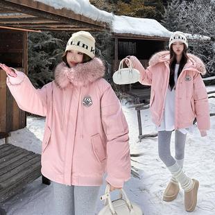 派克服工装 宽松加厚冬季 棉衣 韩版 欧洲站大毛领外套女2025秋冬新款