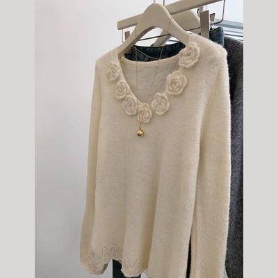 v领套头气质软糯毛衣女小个子可外穿打底内搭长袖修身慵懒高级感