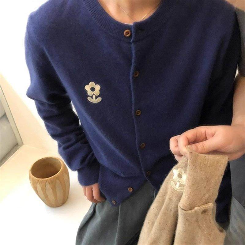 档口正版仿绵羊绒高品质花朵刺绣针织开衫2025秋季新款外套毛衣女
