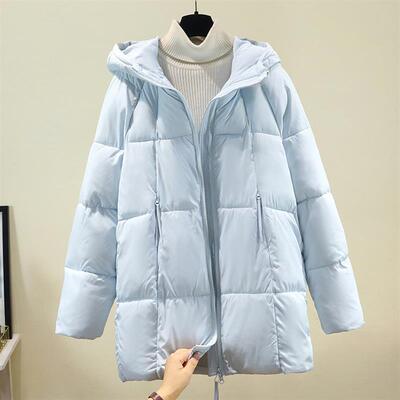 2025冬季新款中长款轻薄小个子羽绒棉服女中长款连帽加厚棉衣外套