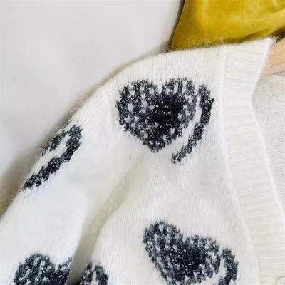 韩式V领重工亮片针织开衫毛衣2025秋冬新款慵懒风中长款上衣外套