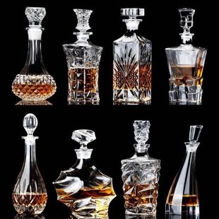 酒瓶玻璃家用洋酒瓶樽醒酒器酒红酒带盖密封水晶欧式 分酒器个性