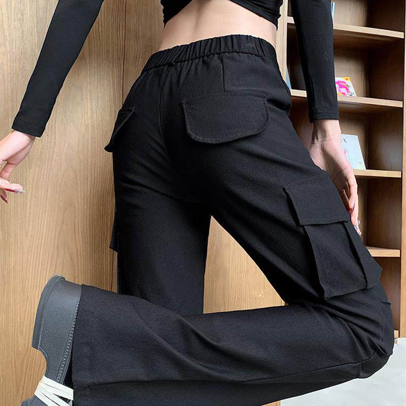 黑色微喇叭裤女春季2026年新款小个子高腰修身显瘦工装风马蹄裤