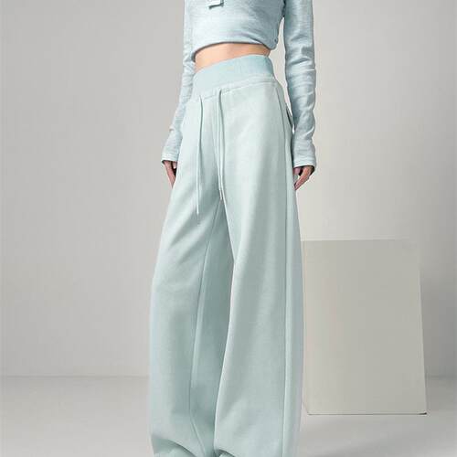 美式高腰运动裤女春季2026新款蚂蚁腰卫裤宽松梧桐阔腿休闲长裤子