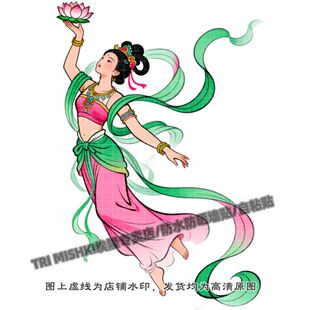高档国风敦煌飞天仙女贴纸衣柜桌面防水贴纸墙面遮丑装饰贴自粘贴