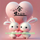 卡通可爱小兔子治愈自粘贴画纸餐客厅卧室美化电动车防水遮瑕贴纸