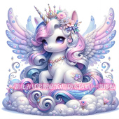 梦幻童话多彩独角兽绚丽贴纸汽车电瓶车划痕贴纸冰箱行李箱防水贴