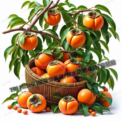 沉甸甸的柿子事事如意贴纸冰箱厨